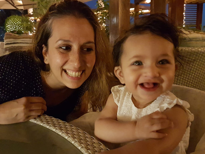 Mum, Jessica, with her child who was born at The Royal London Hospital. Mum fundraised for the hospital with Tough Mudder