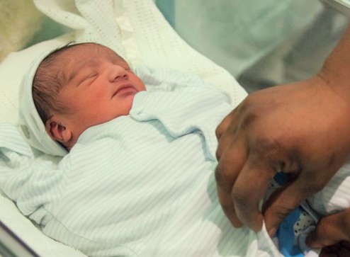 Baby in an incubator