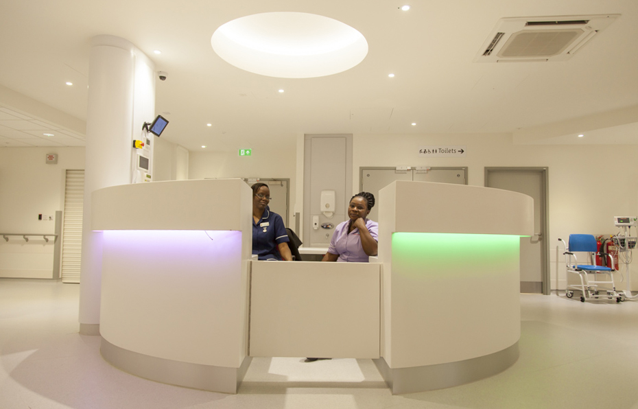 Rainbow Centre reception desk, funded by Barts Charity