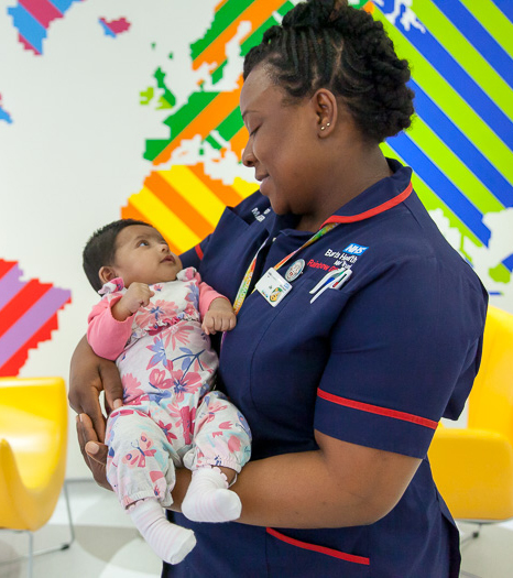 Nurse and child at Newham Hospital's Rainbow Centre, funded by Barts Charity