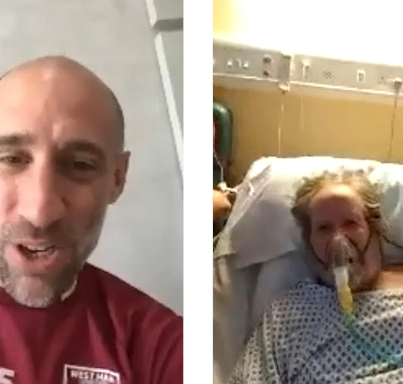 Video call between footballer and patient