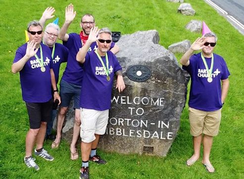 Lisa's friends doing the Yorkshire Three Peaks for St Bartholomew's Hospital