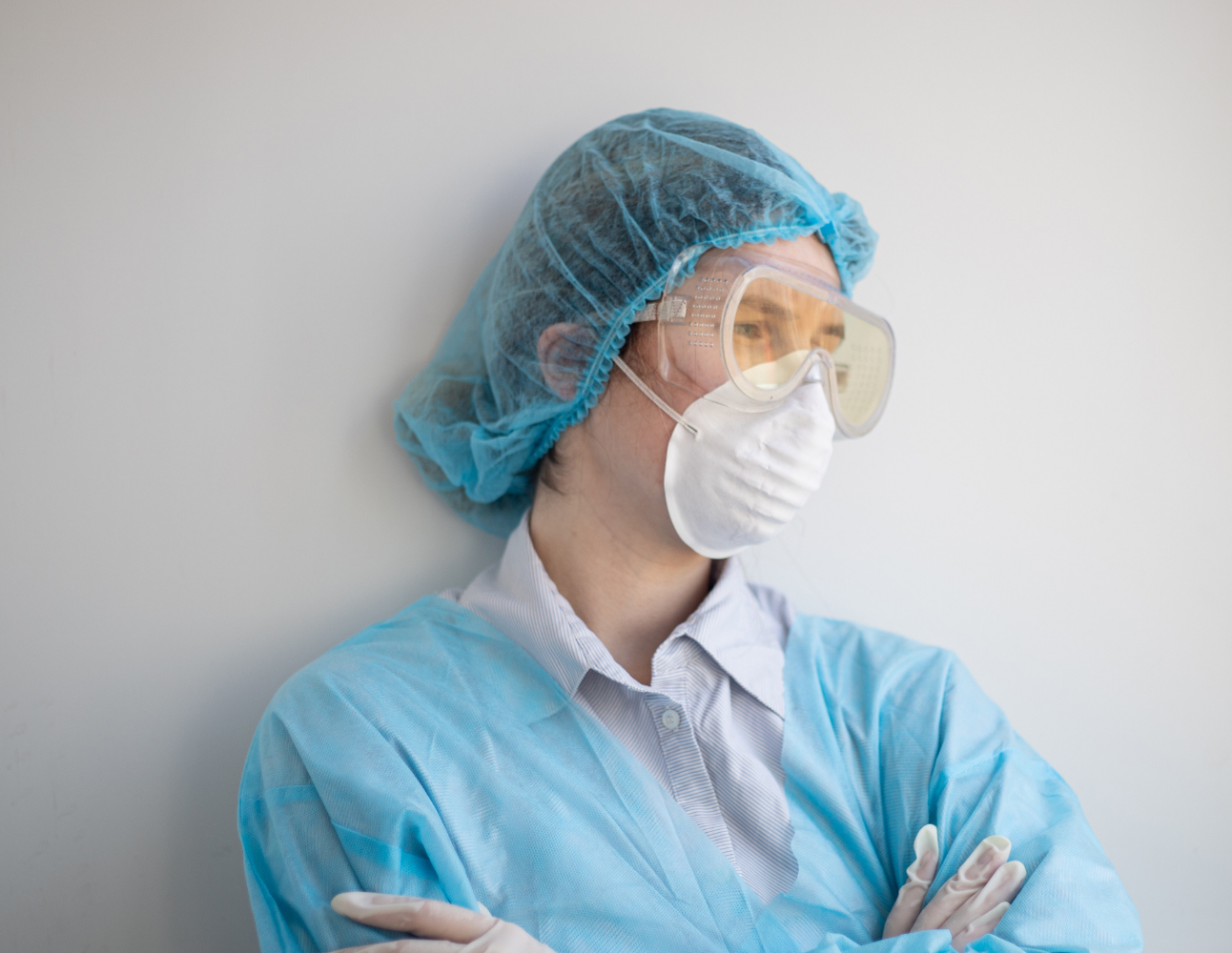 A nurse wearing full PPE