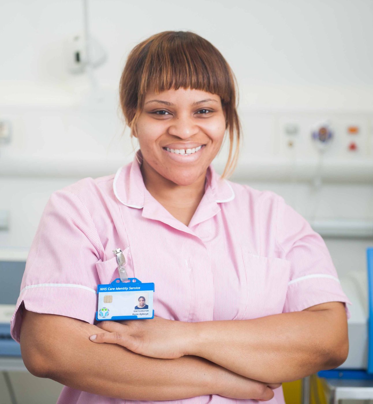 a member of staff smiling at The Royal London Hospital