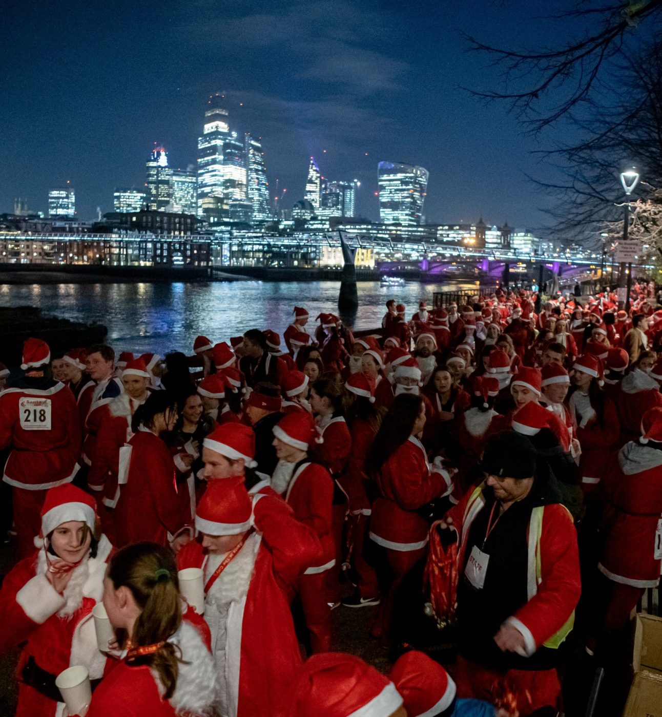 Santa In The City runners at the start line.