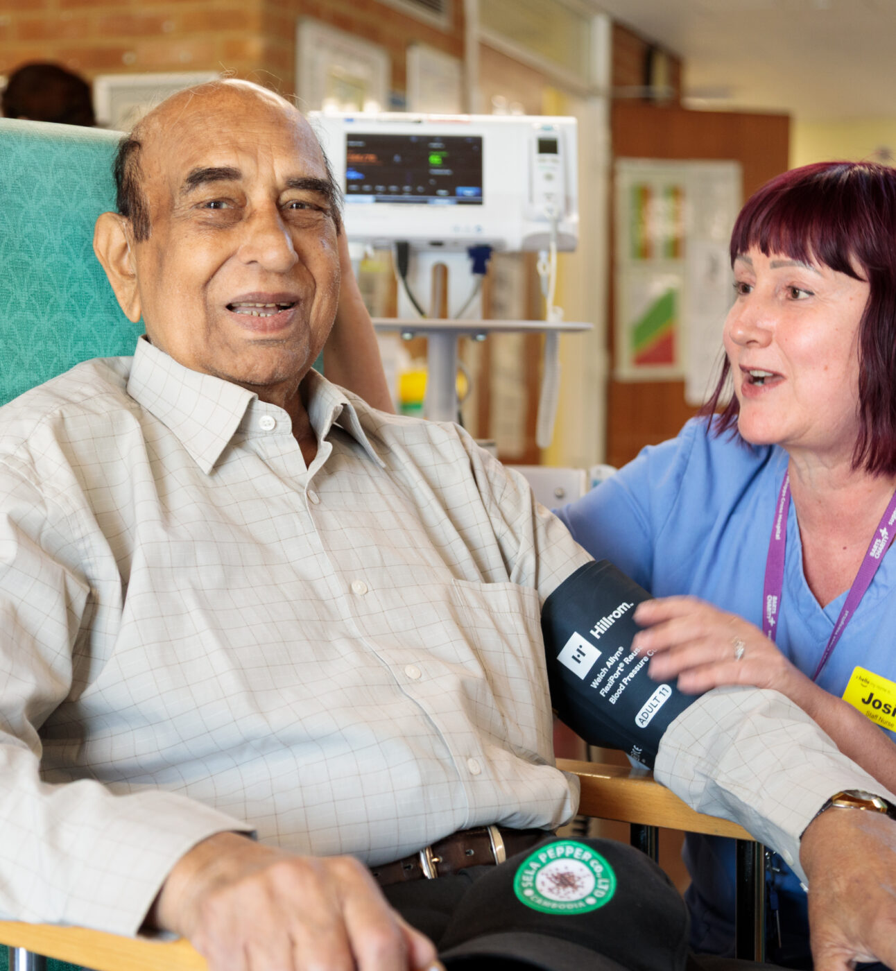 Patient Kanti and nurse Josie at the Connaught Day Centre at Whipps Cross Hospital