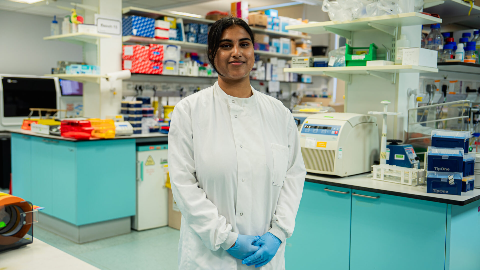 Technicians at a lab at Barts Cancer Institute